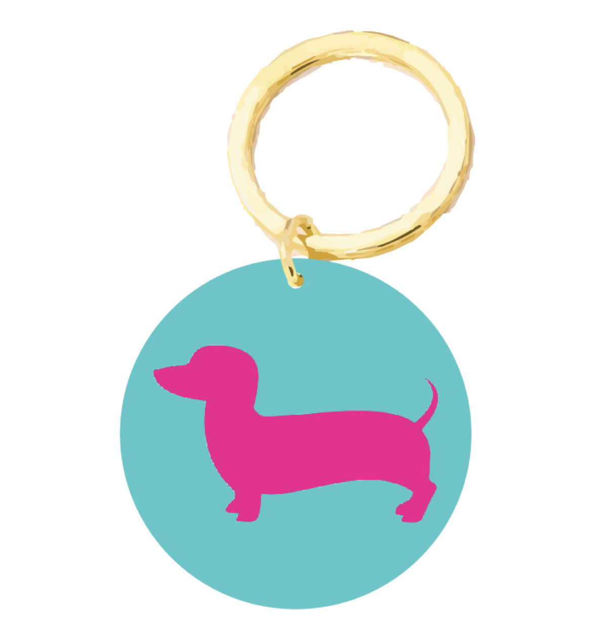 Dackel Schlüsselanhänger Türkis / Pink