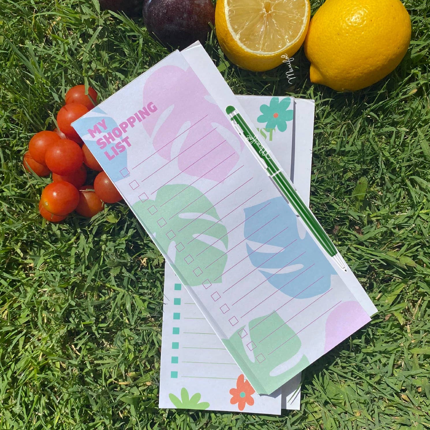 Bunte Shoppingliste mit Magnet