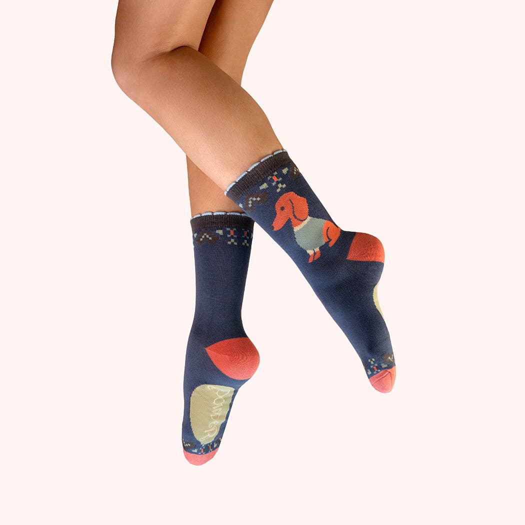Dackel-Knöchelsocken| Denim von Powder Design UK