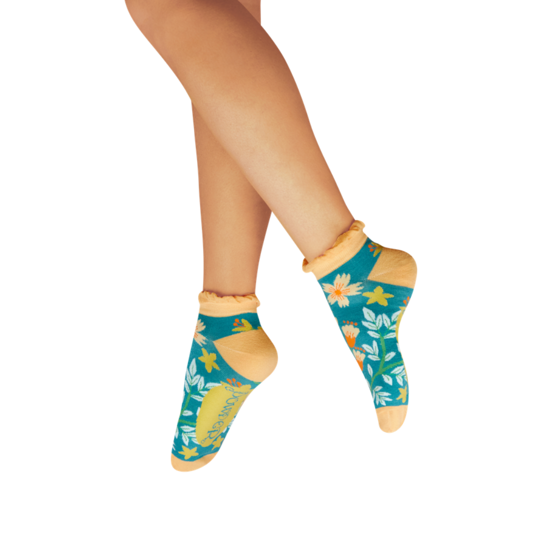 Damen-Trainingssocken, Himmlische Blumen-Hecke