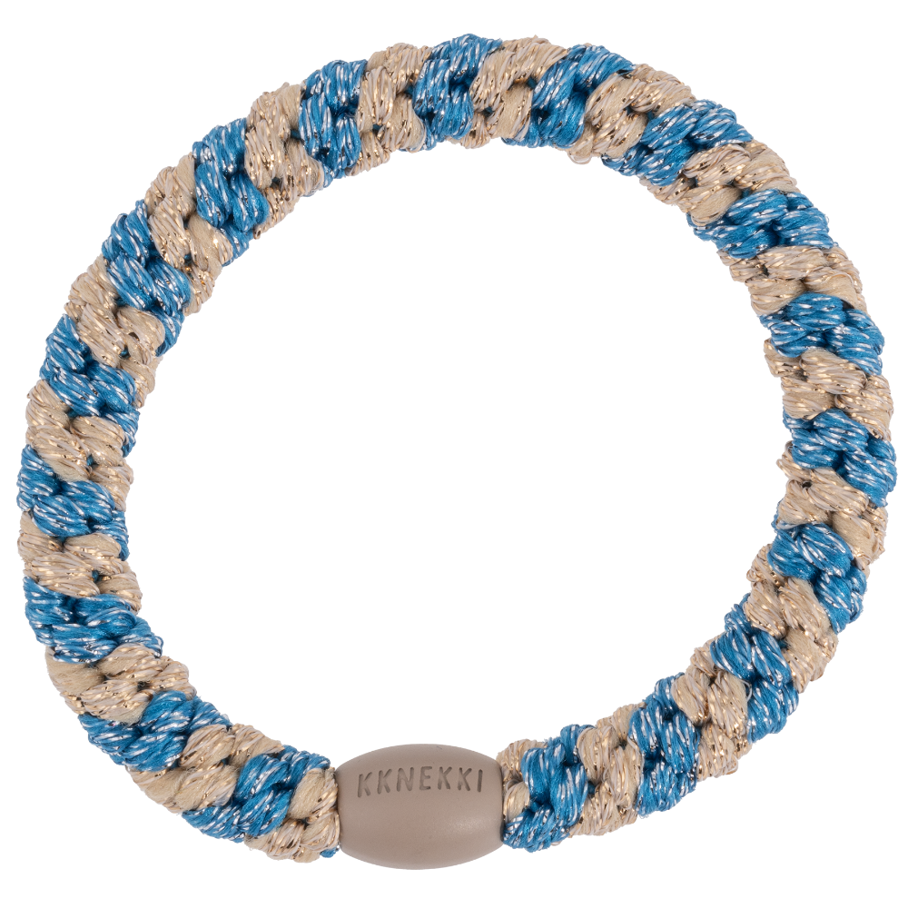 Blau-Beige-Stripe Glitter-Haargummi, Kknekki