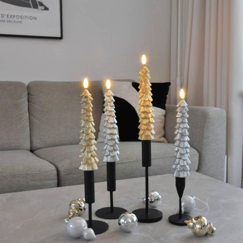 LED-Weihnachtsbaumkerze Silber oder Gold