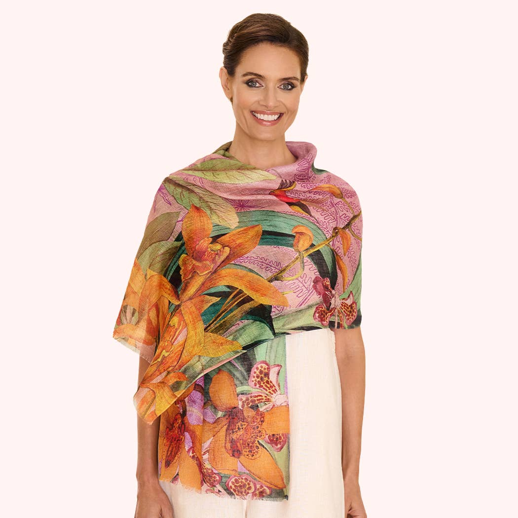 Leinen/Baumwollschal| Botany Bliss