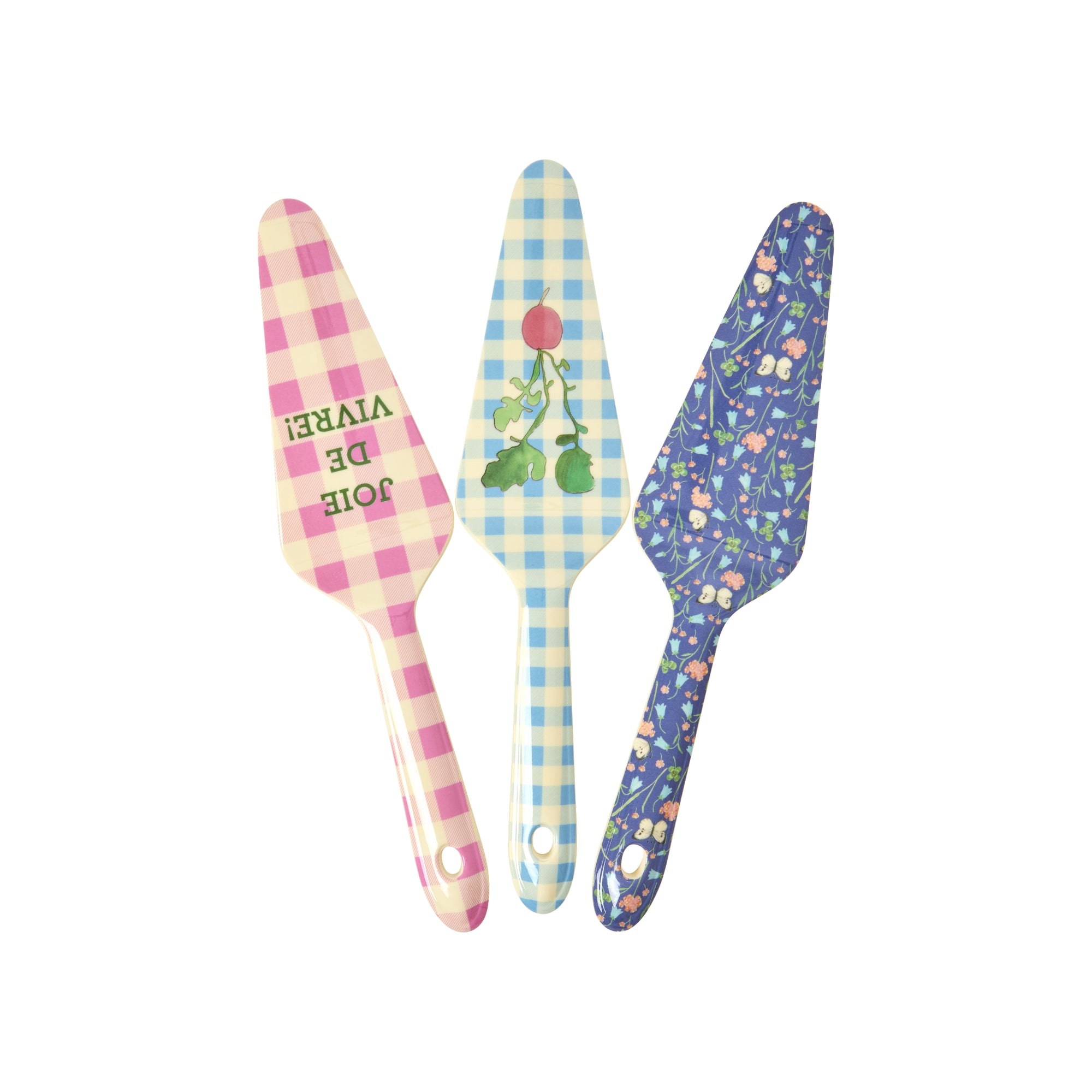 Tortenheber aus Melamin in verschiedenen Mustern