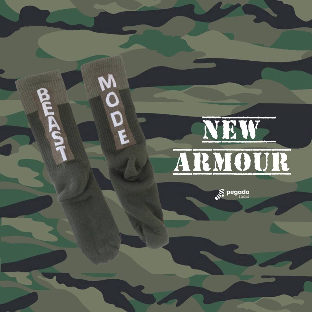 MODE BEAST olivfarbene SORTSOCKEN