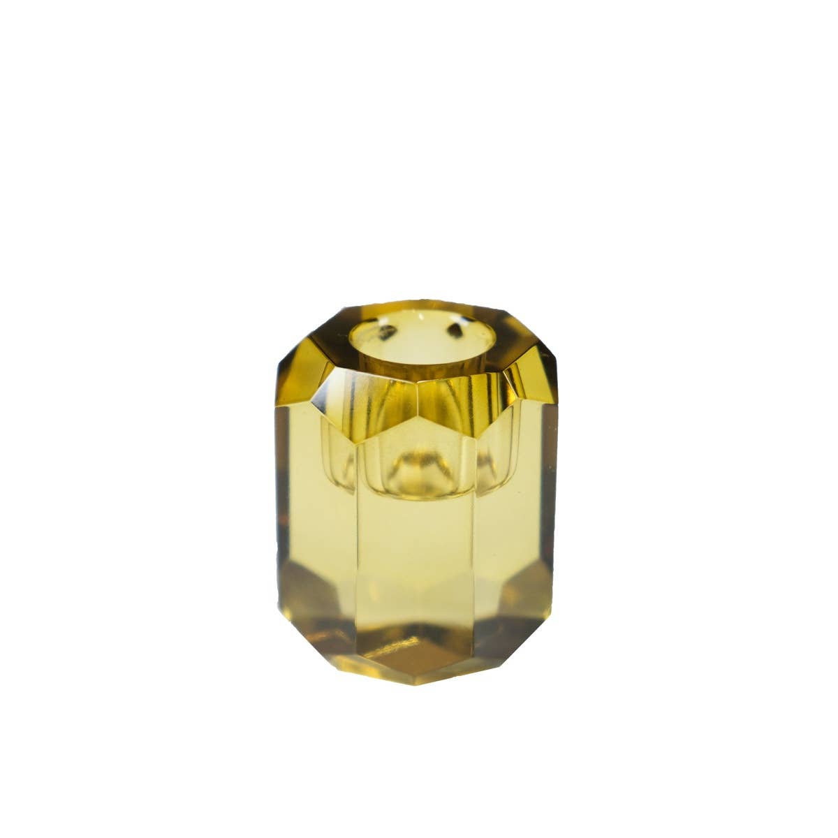 Olivgrüner Kerzenständer, Kerzenhalter aus Kristall