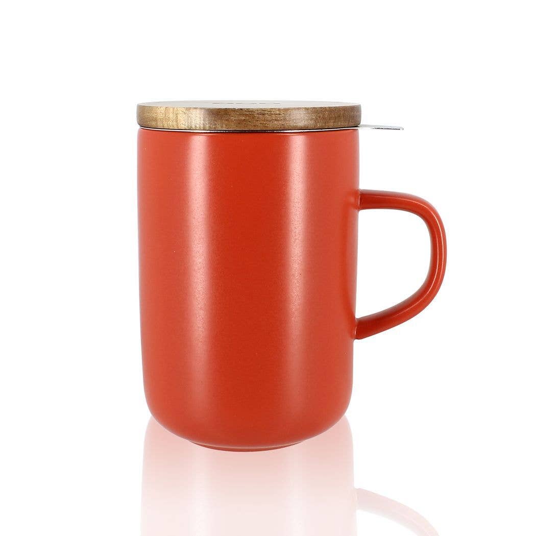 Orange Teetasse mit Sieb+Dekel