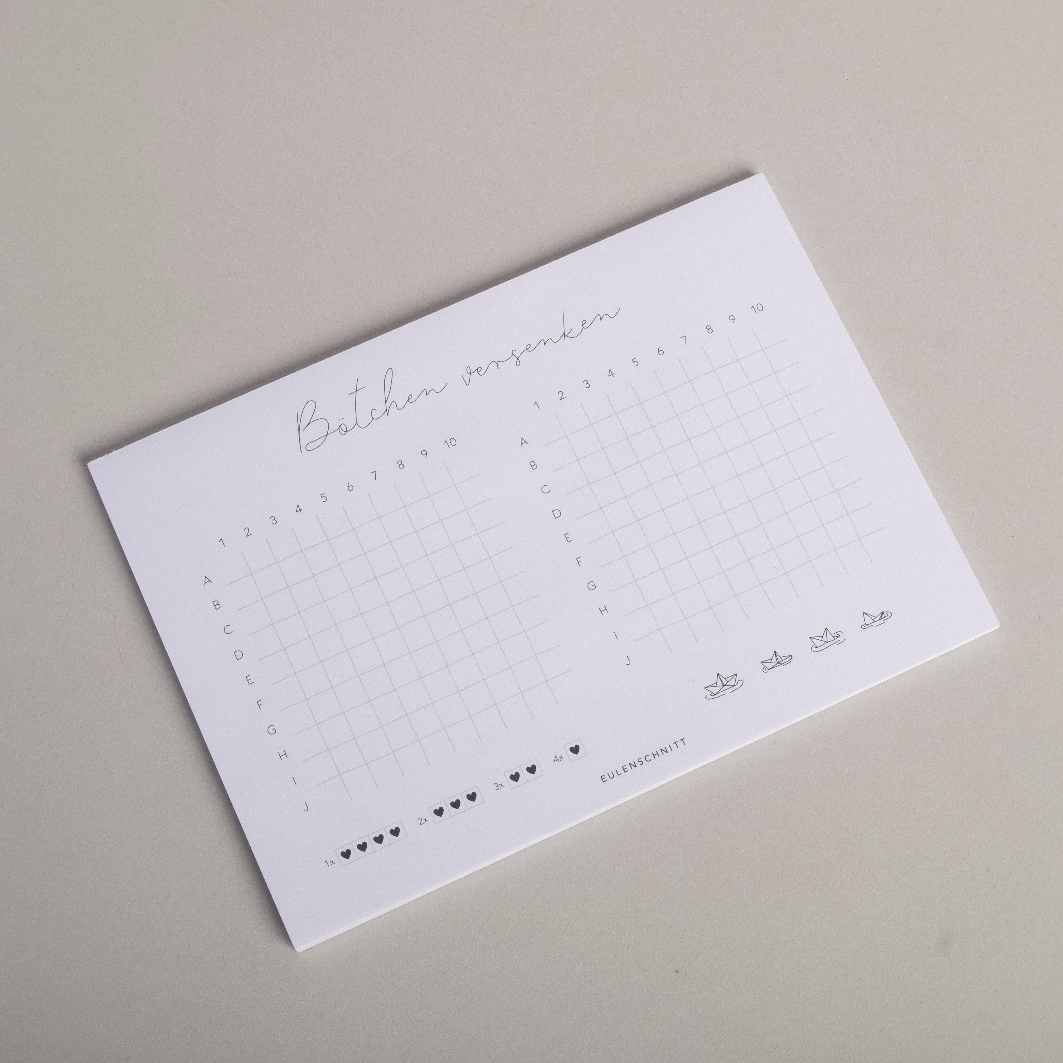 Spielblock Schiffe versenken, Eulenschnitt