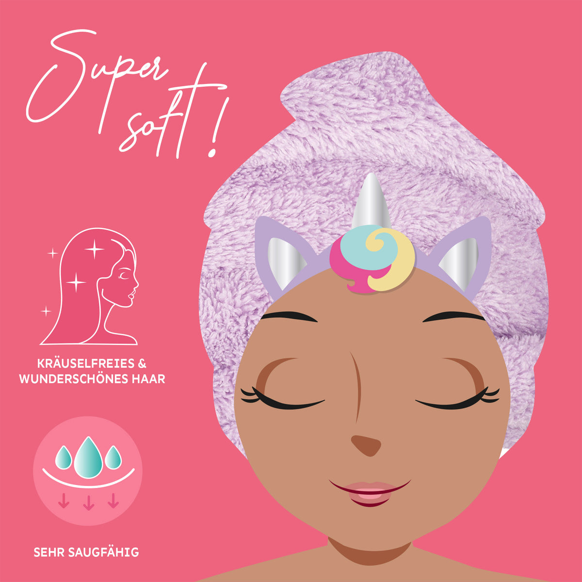 Turban-Handtuch LOVE MY HAIR - Einhorn