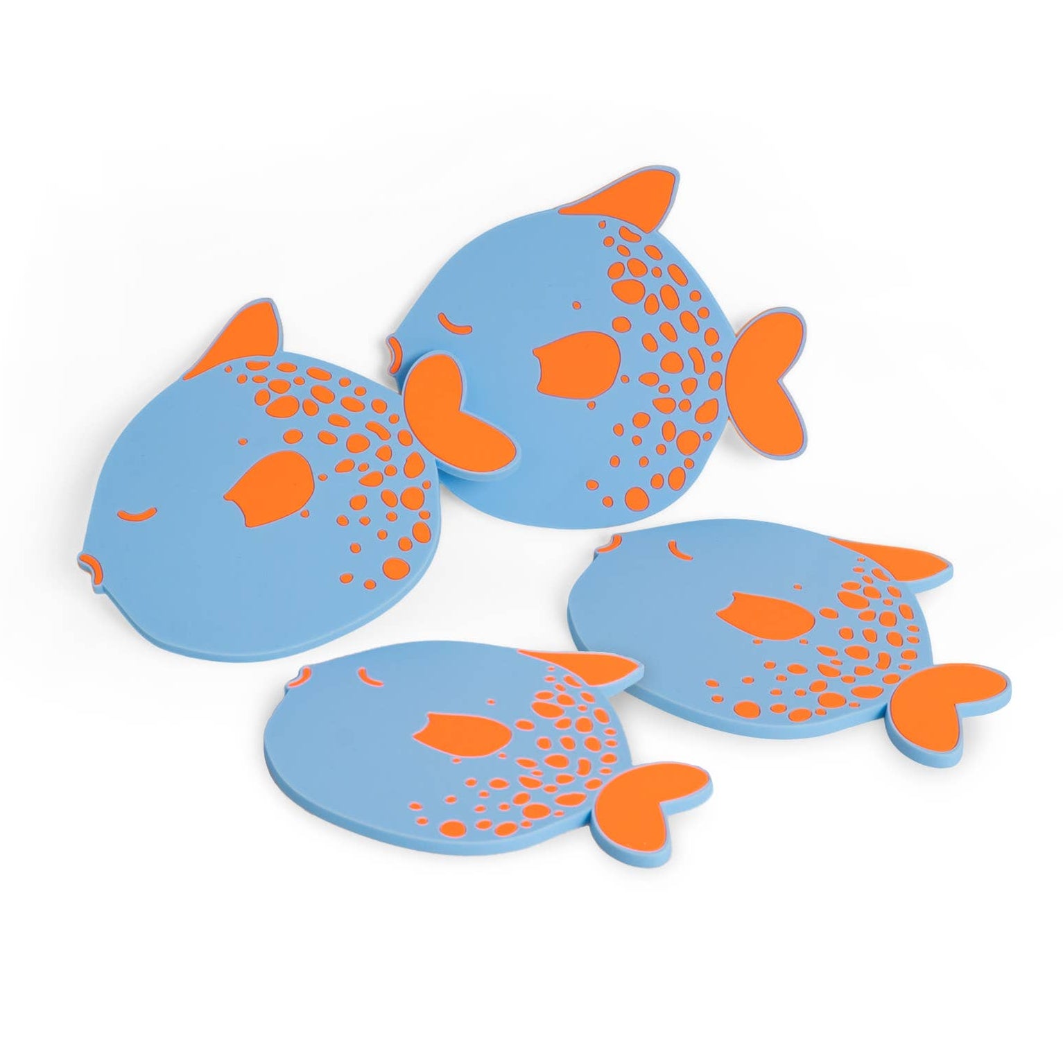 4 Stück bunte Kugelfisch Untersetzer