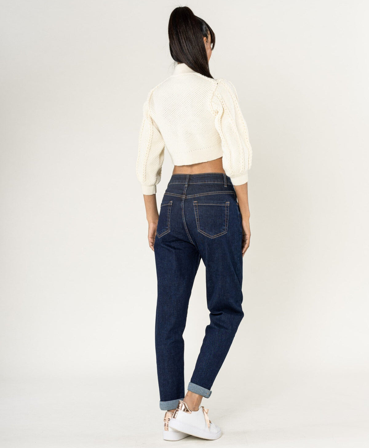 Stretch-Pup-Up-Jeans, dunkelblau