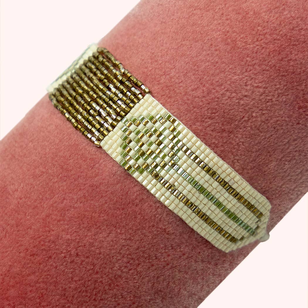 Armband Powder Olivgrün/Gold breit