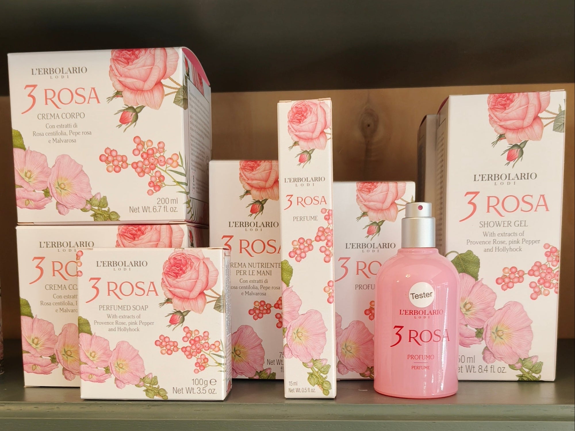 Erbolario 3 Rosa Parfüm und Pflegeserie