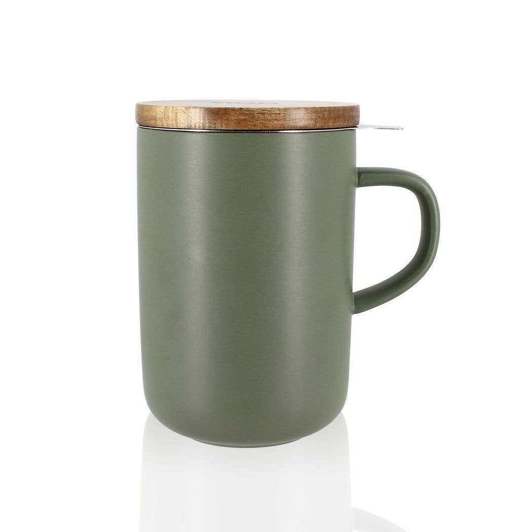 Tasse aus Steingut mit Filter und Deckel, Farbe Mandel