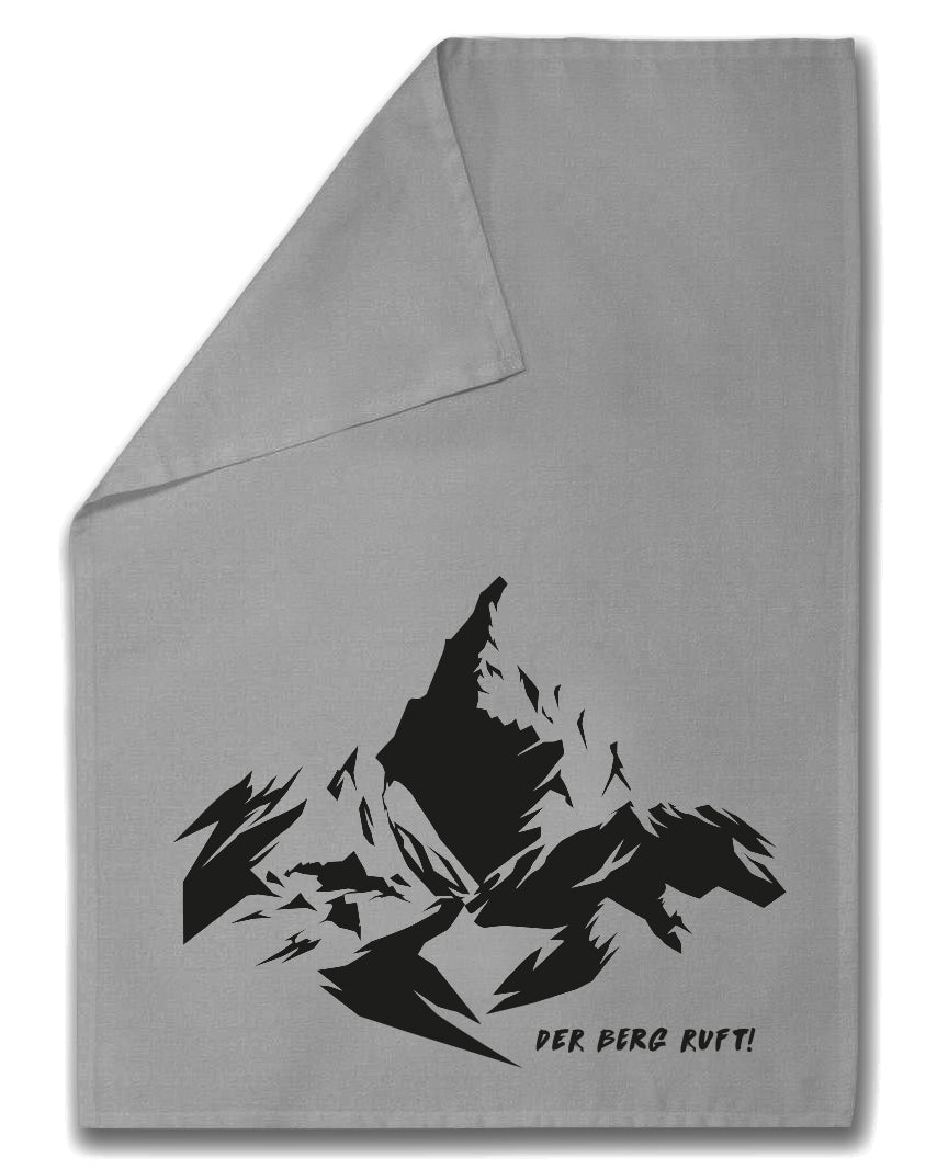 Der Berg ruft| Graues Siebdruck-Geschirrtuch