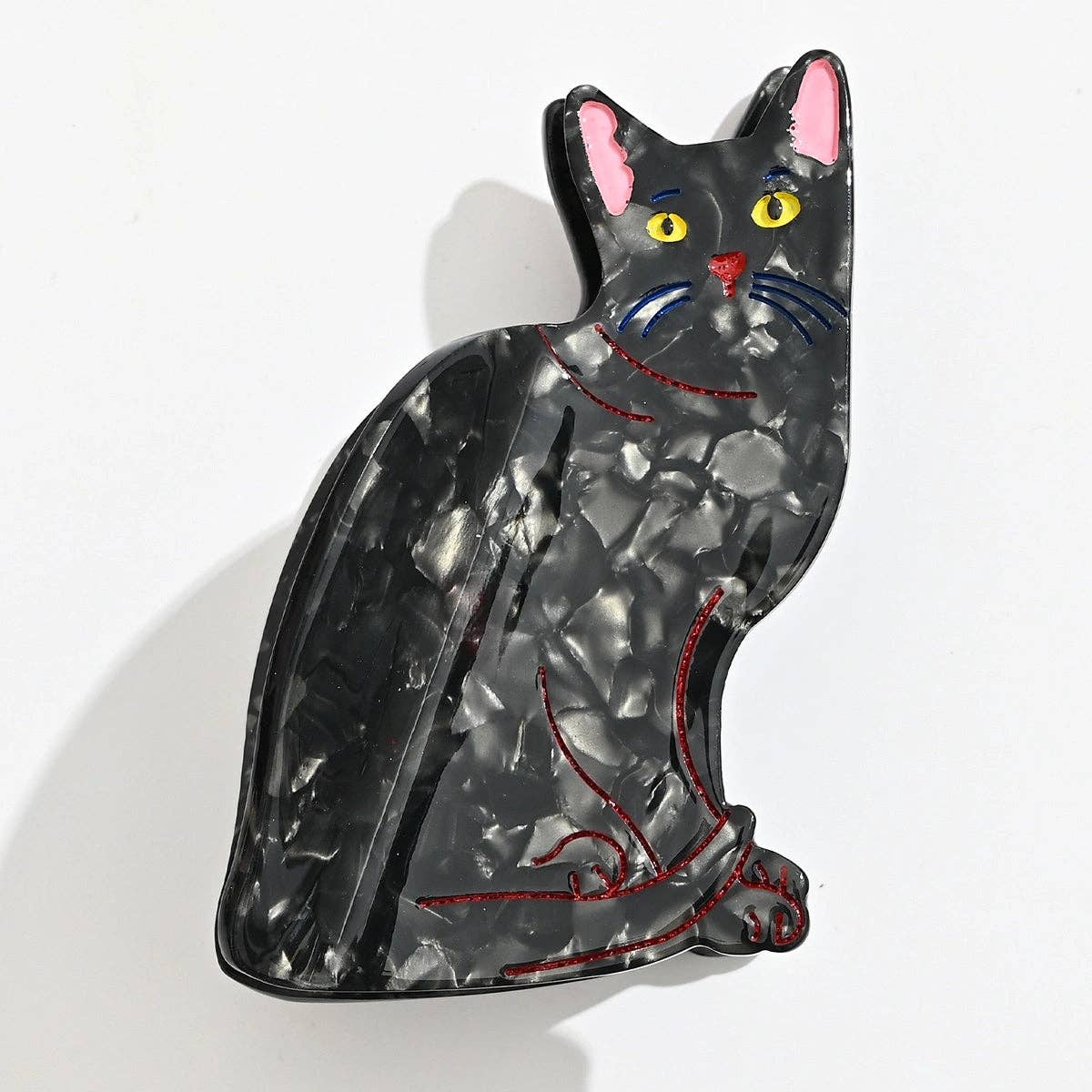 Schwarze Katze als Haarspange 