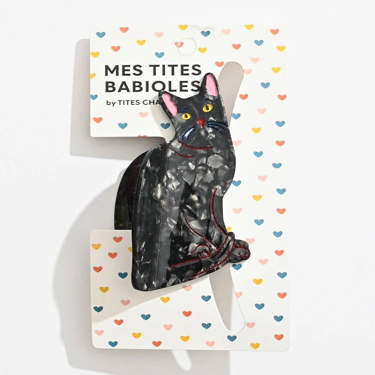 Schwarze Katze als Haarspange 