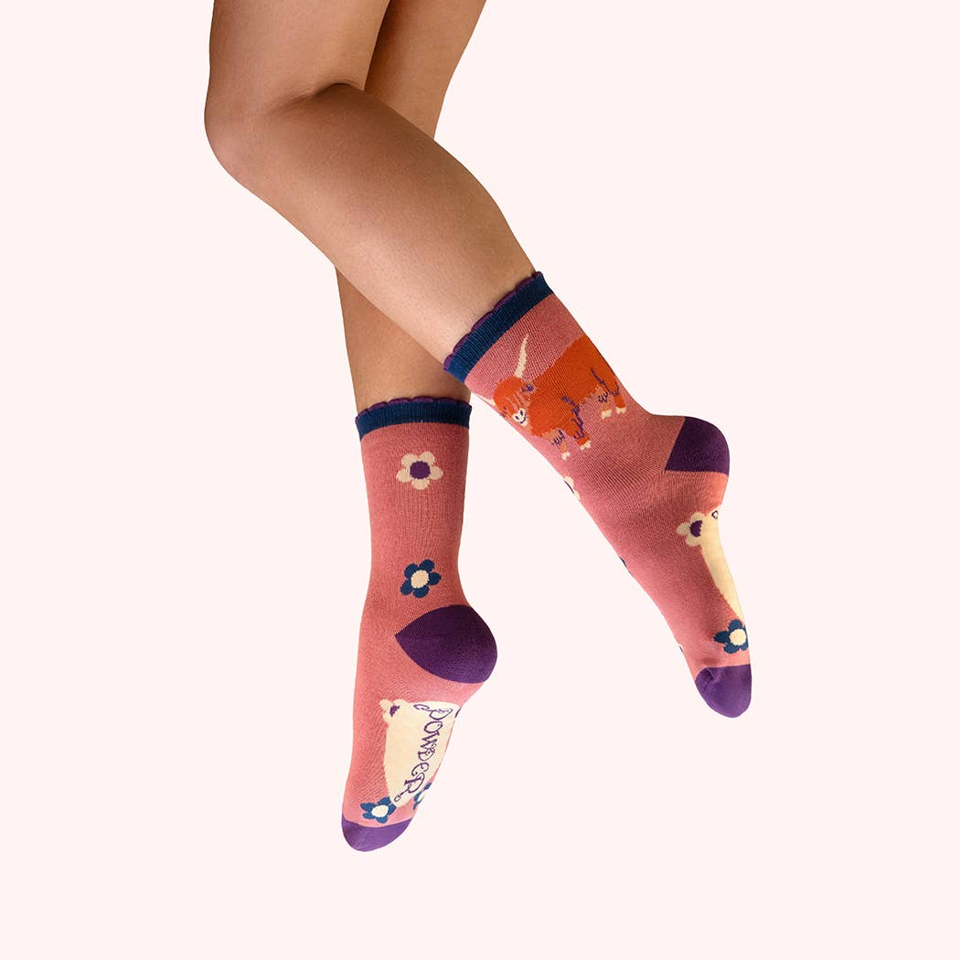 Highland-Rind Socken| Pink von Powder Design 