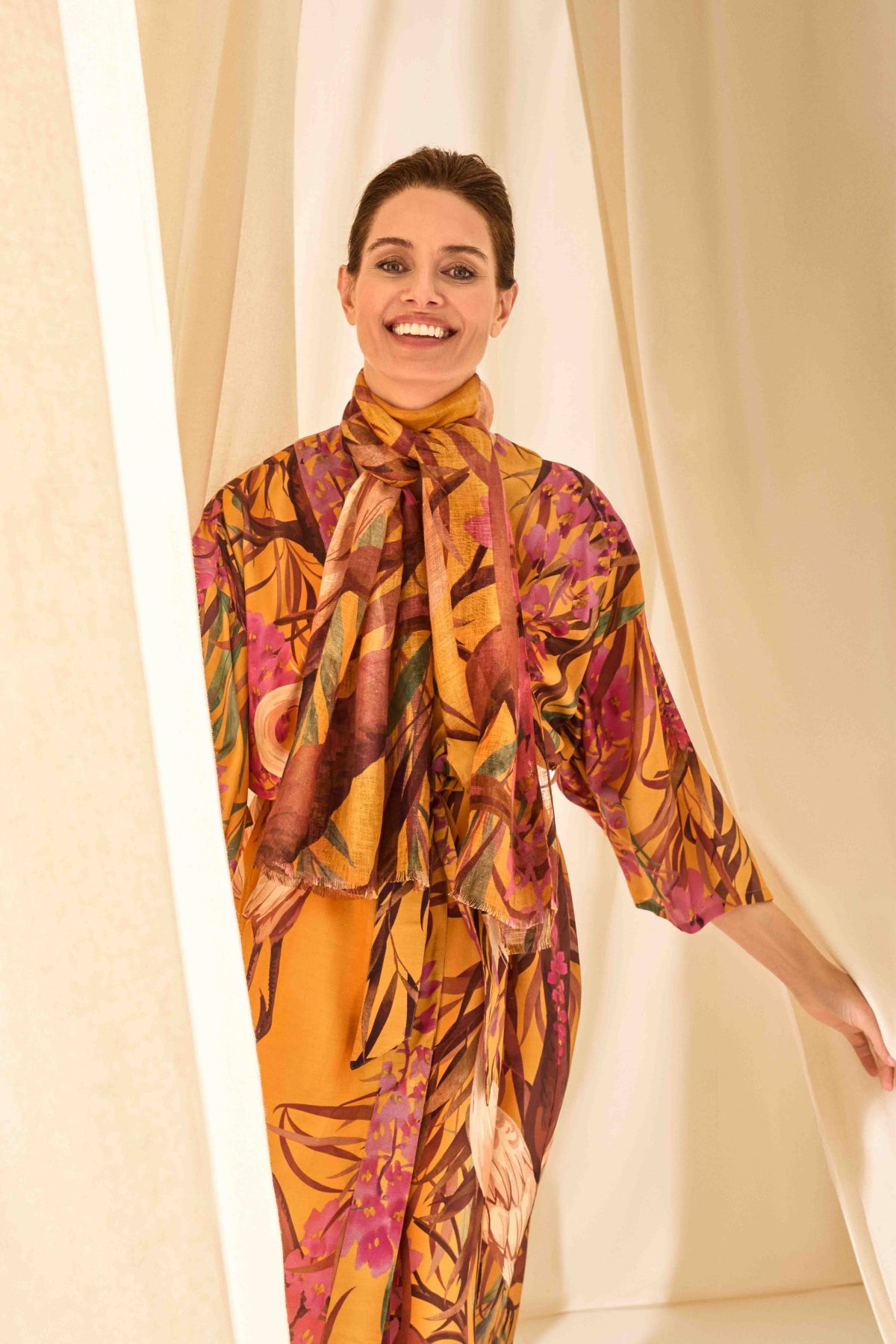 Kimono-Kleid |Schal| Orientalischer Kranich 