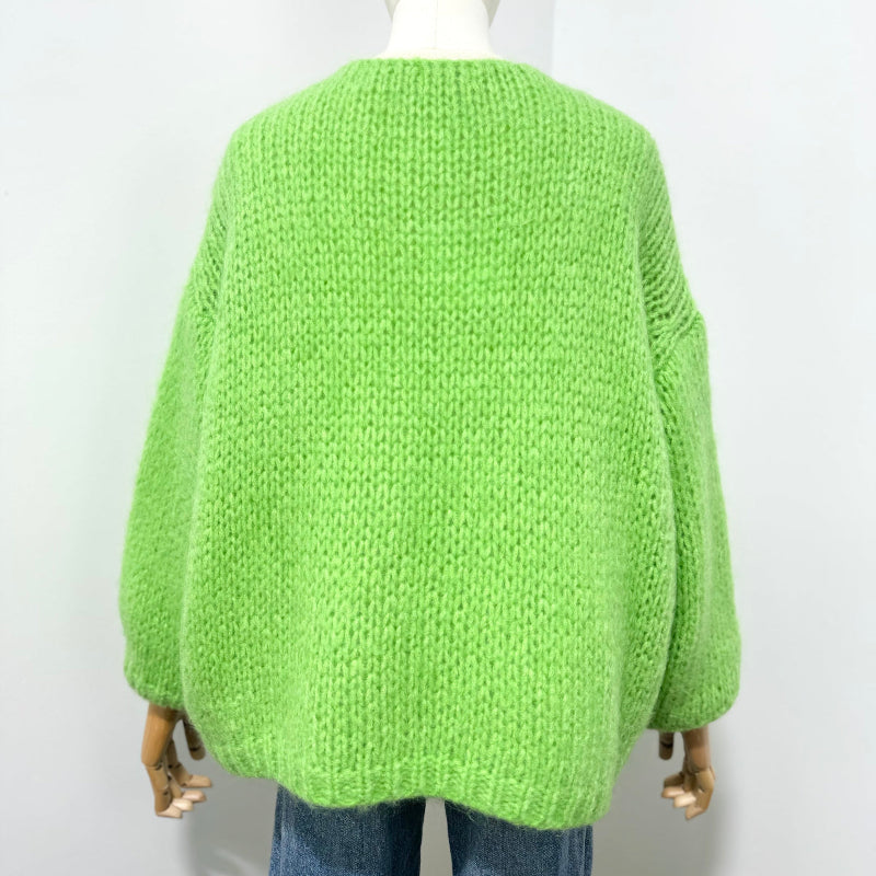 Lockere Strickjacke in Neongrün