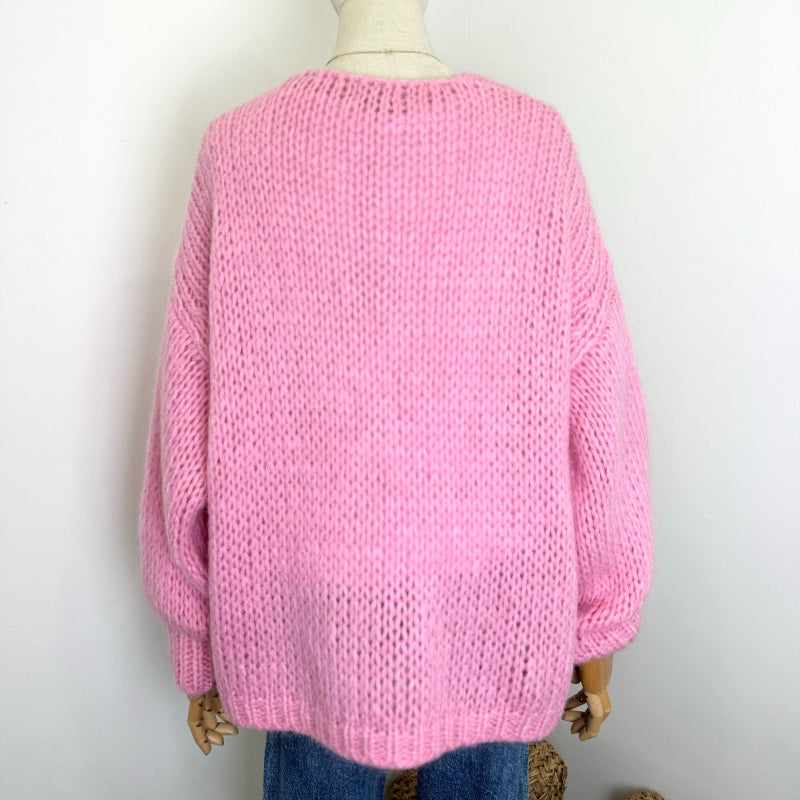 Lockere Strickjacke in Rosa