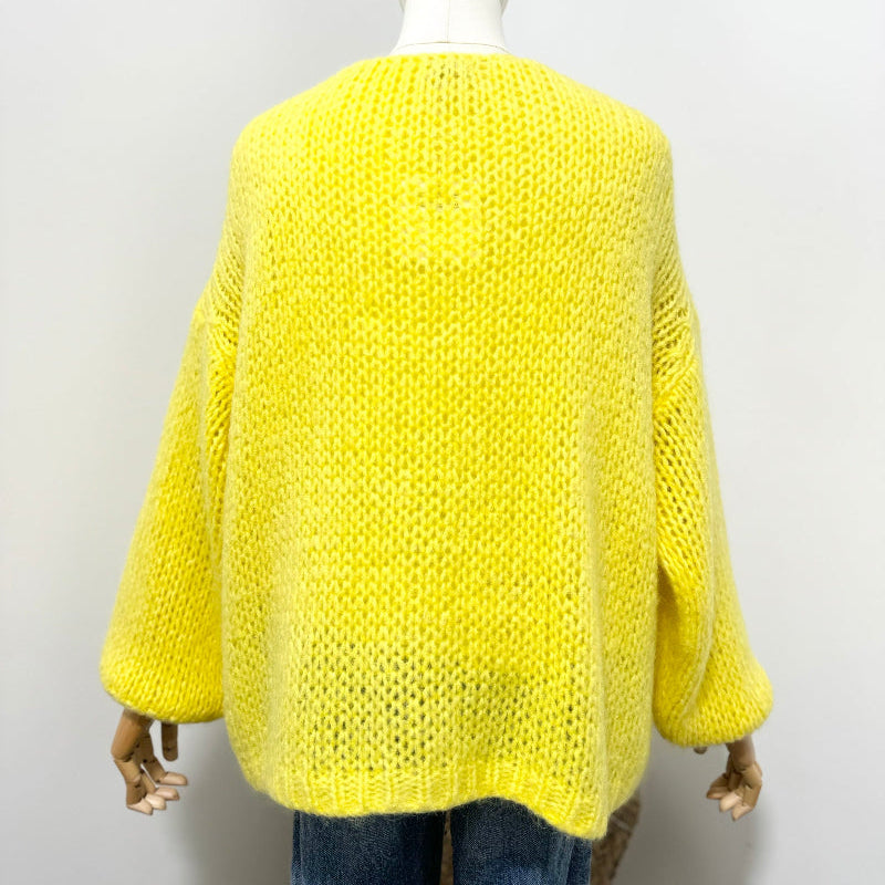 Neongelber Strick-Cardigan