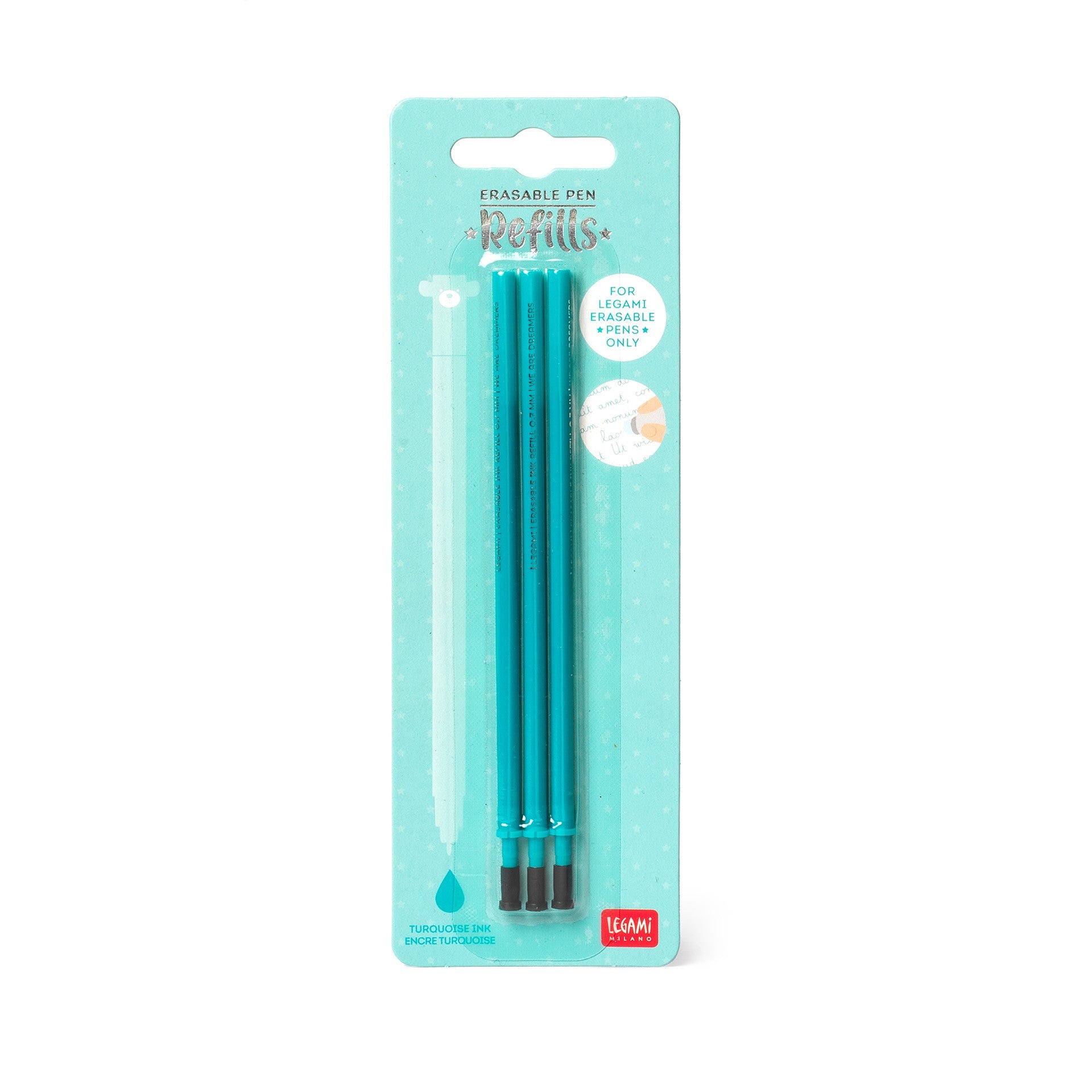 Legami 3er Set Minen für löschbare Gelstifte| türkis