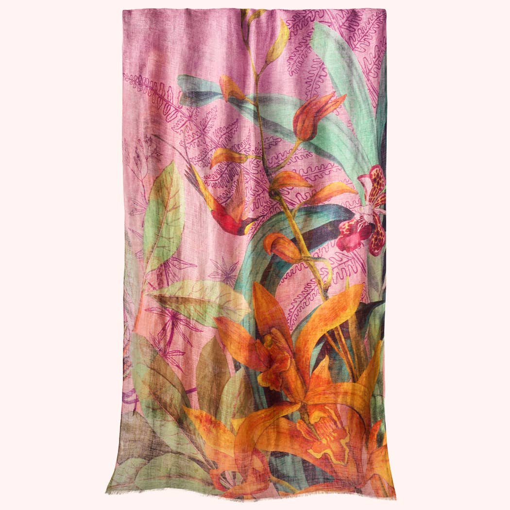 Leinen/Baumwollschal| Botany Bliss