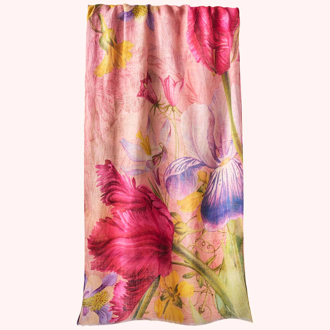 Üppiges Blumen Meer auf Leinen-Baumwollschal