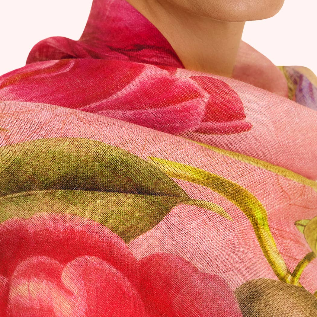 Üppiges Blumen Meer auf Leinen-Baumwollschal