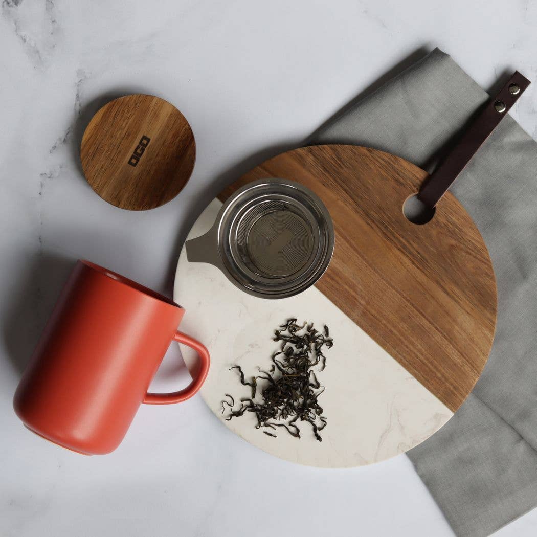 Orange Teetasse mit Sieb+Dekel 