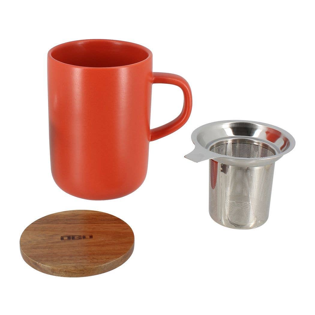 Orange Teetasse mit Sieb+Dekel 