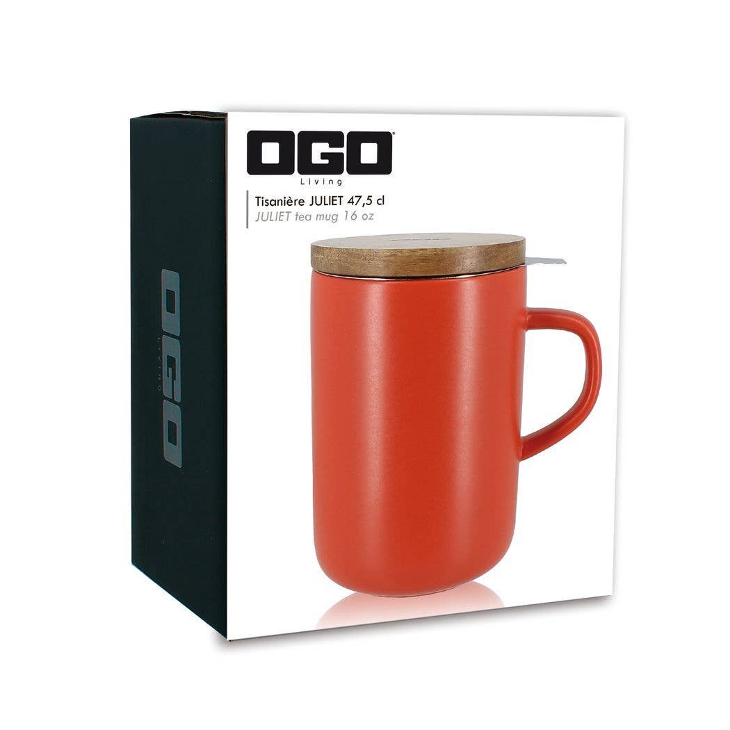 Orange Teetasse mit Sieb+Dekel 