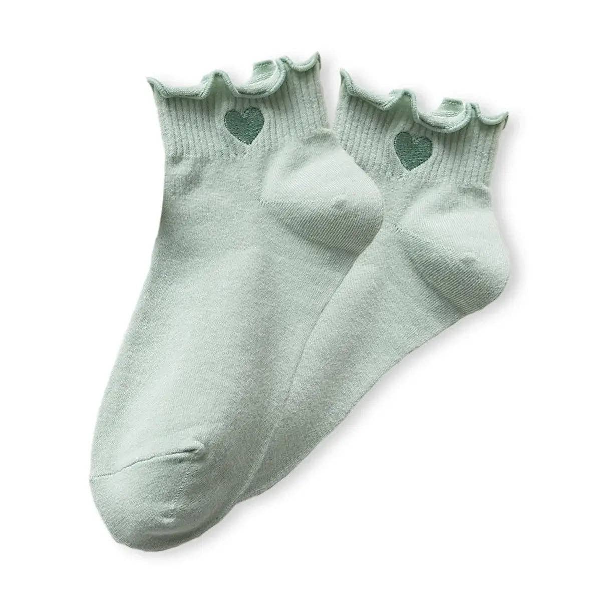 Kurze Socken mit Herz und Rüsche