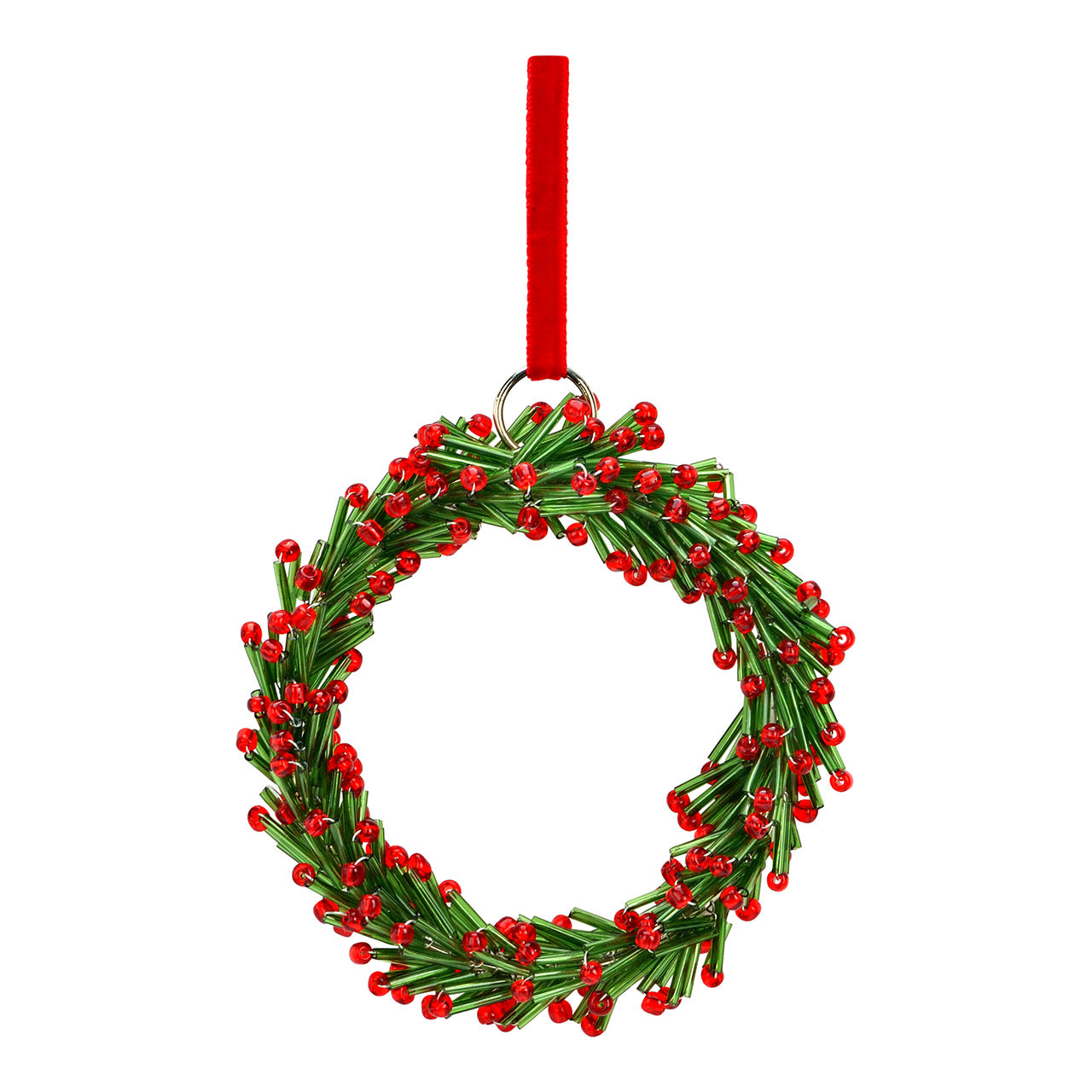 Minikranz aus Glasperlen| 9 cm| Grün-Rot