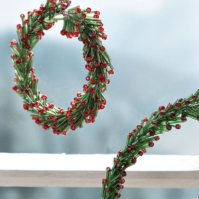 Minikranz aus Glasperlen| 9 cm| Grün-Rot