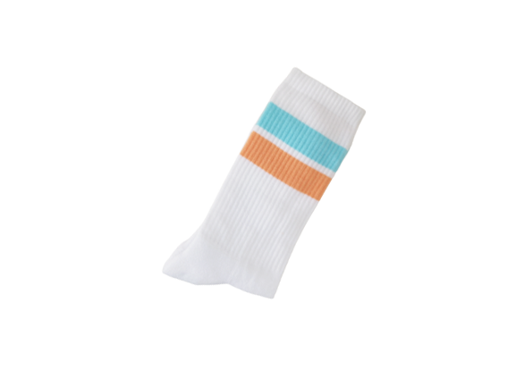 Tennissocken mit türkis / orangen Streifen