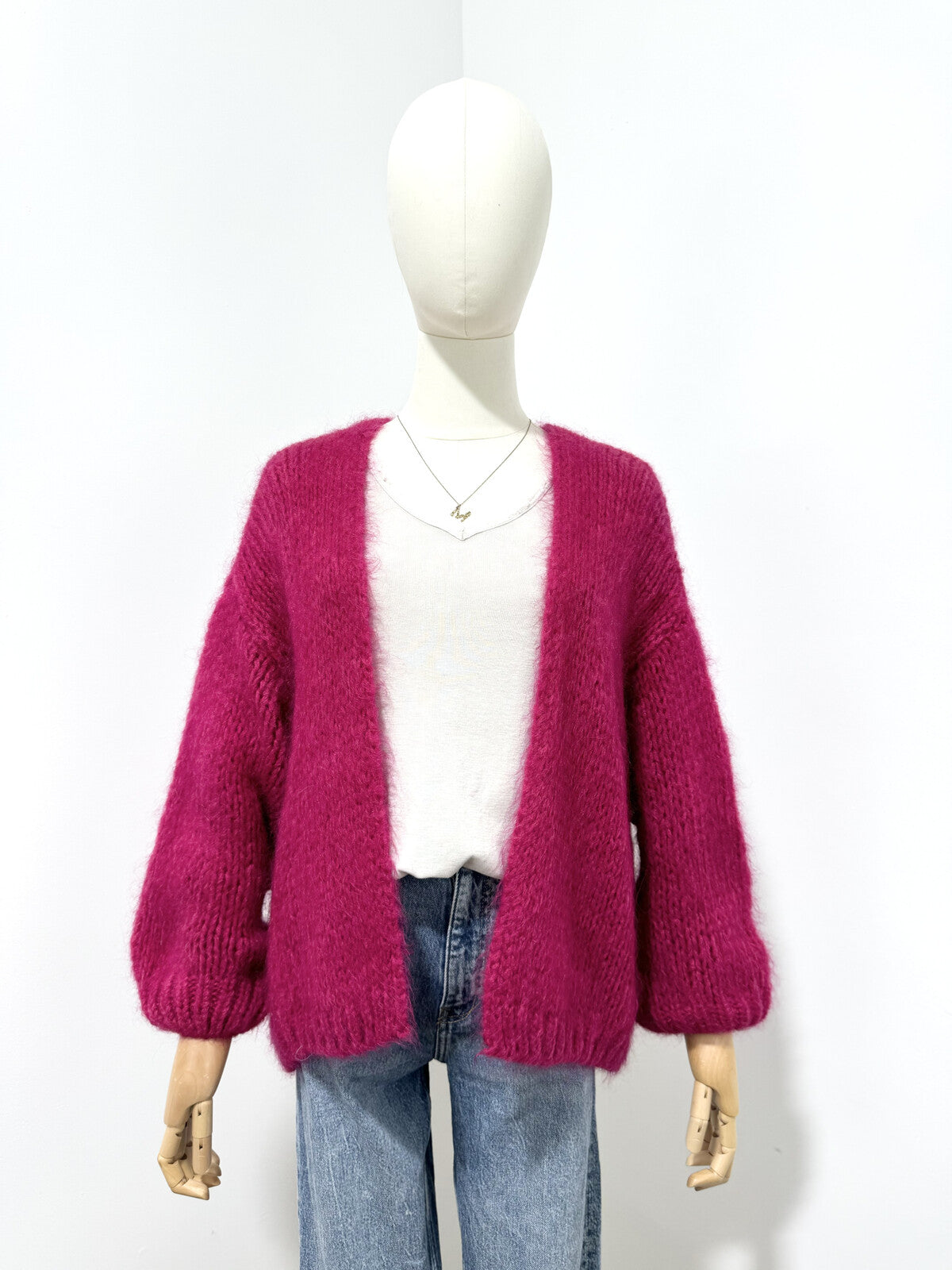 Kurze locker gestrickte Jacke mit Mohair in vielen Farben