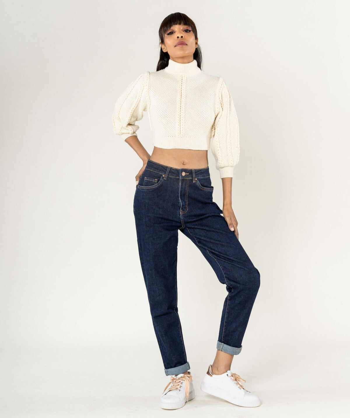 Stretch-Pup-Up-Jeans, dunkelblau