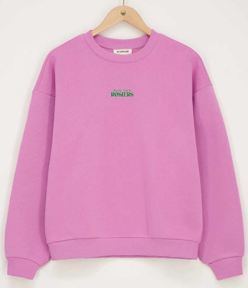 Rosa Damen Sweater mit grünen Aufdruck
