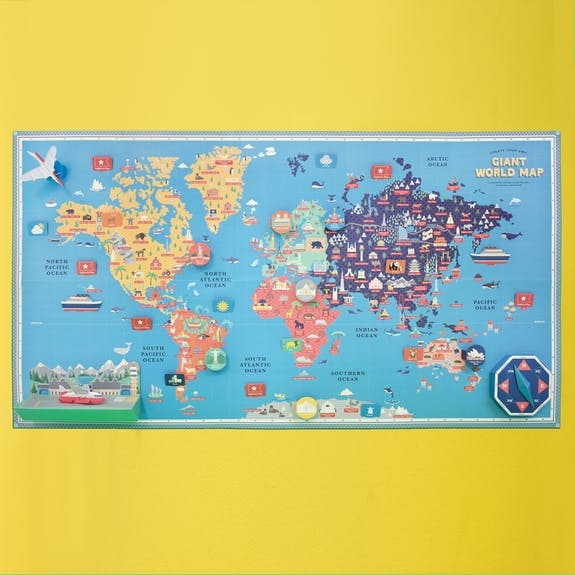 Weltkarte mit Kompass, Kinderzimmer Dekoration