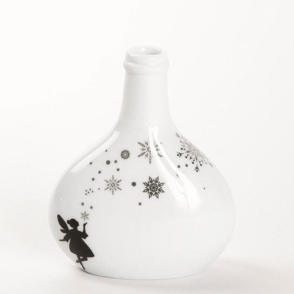 Kleine Vase mit Fee und Schneeflocken