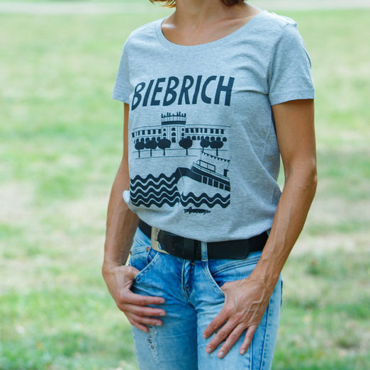 Grau meliertes "Biebrich" Damen T-Shirt, verschiedene Größen