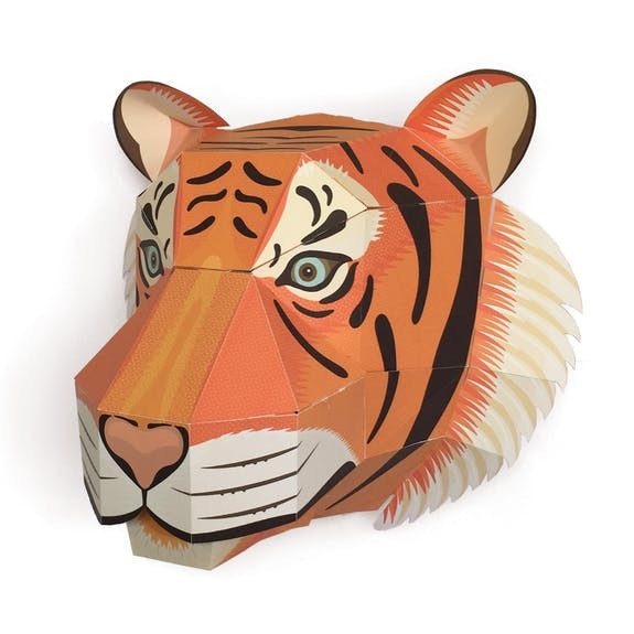 Dreidimensionaler Tigerkopf, Dekoration zum Selberbauen