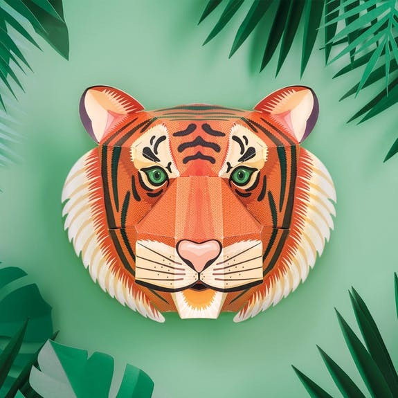 Dreidimensionaler Tigerkopf, Dekoration zum Selberbauen