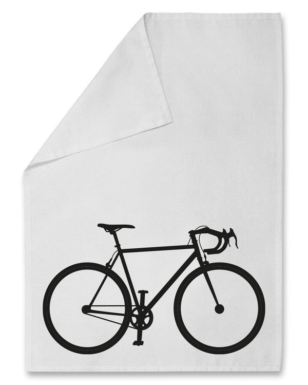 Weißes Geschirrtuch mit Fahrrad Siebdruck, Nobis design