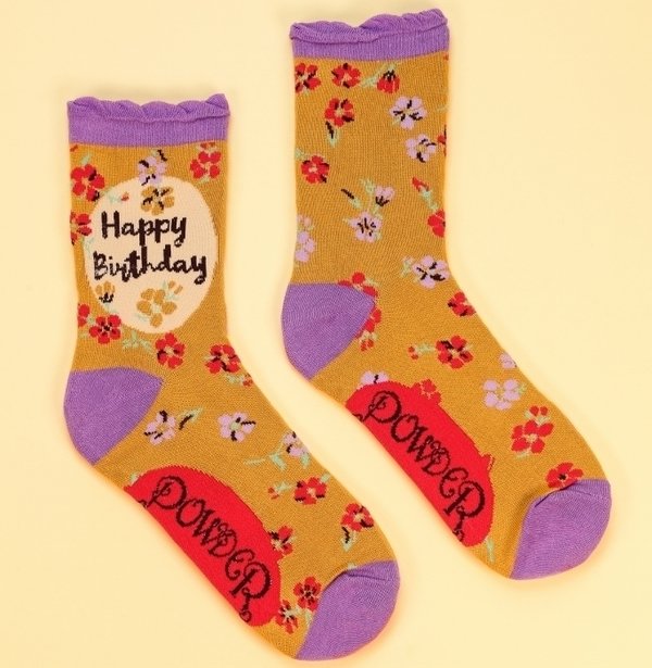 Happy Birthday, Blumen Socken, Powder Design