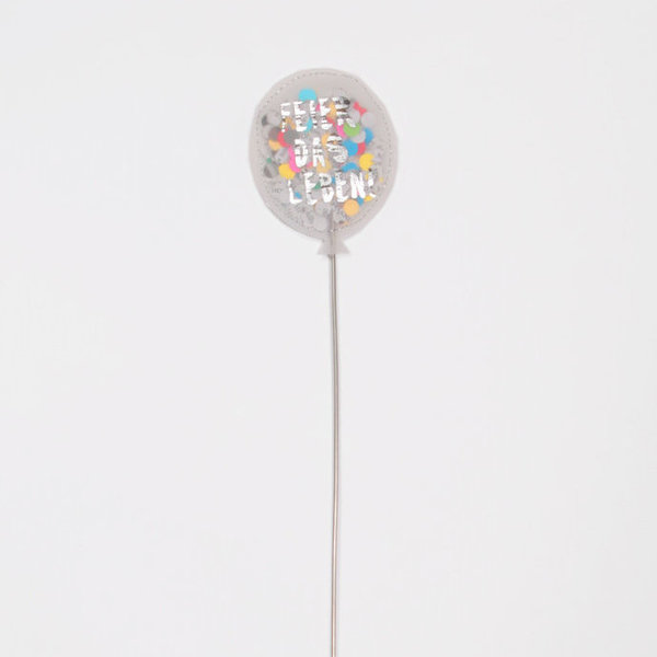 "Feier das Leben" Blumenstecker in Ballonform