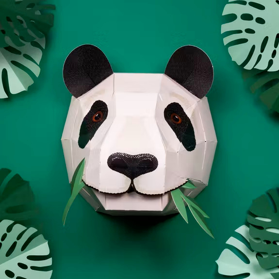 Pandakopf, dreidimensionale Dekoration zum Selberbasteln