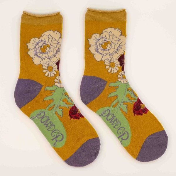 senfgelbe Socken mit Blumen von Powder Design